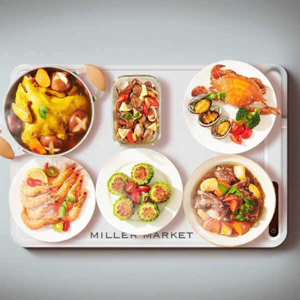 studio_lighting_with_food.jpg HeatFold™ warming mat keeping a table of dishes warm